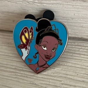 Disney Parks Hidden Mickey Princess Tiana and Butterfly Heart Shaped Pin